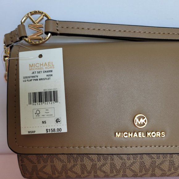 Michael Kors Jet Set Charm Signature Logo Colorblock LG Flap Phone Wristlet- ⭐ - Picture 16 of 16